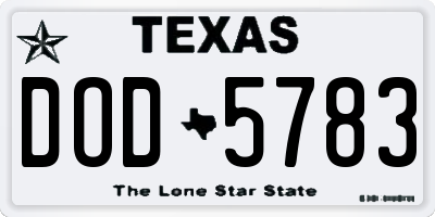 TX license plate DOD5783