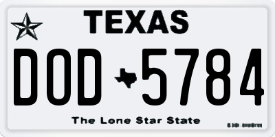TX license plate DOD5784