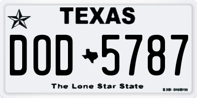 TX license plate DOD5787