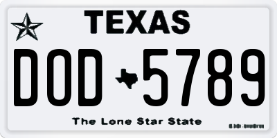 TX license plate DOD5789