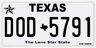 TX license plate DOD5791