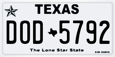 TX license plate DOD5792