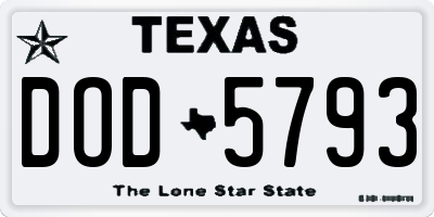 TX license plate DOD5793