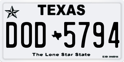 TX license plate DOD5794