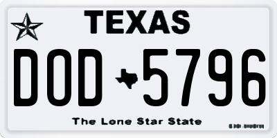 TX license plate DOD5796