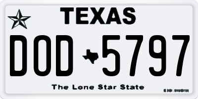 TX license plate DOD5797