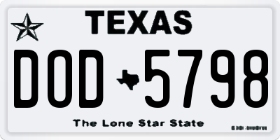 TX license plate DOD5798