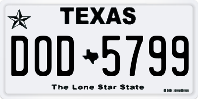 TX license plate DOD5799