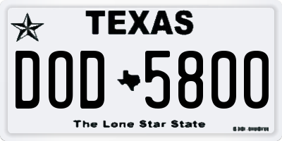 TX license plate DOD5800