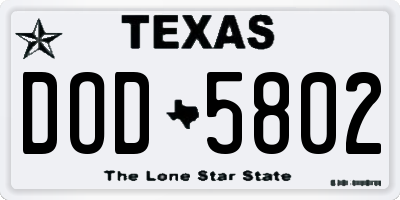 TX license plate DOD5802