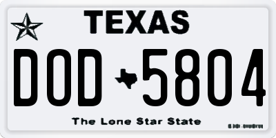 TX license plate DOD5804