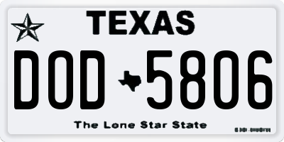 TX license plate DOD5806