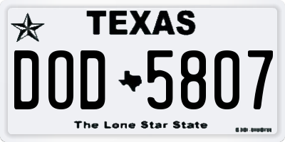 TX license plate DOD5807