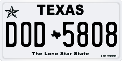 TX license plate DOD5808