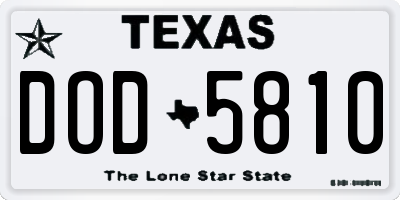 TX license plate DOD5810
