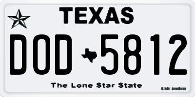 TX license plate DOD5812