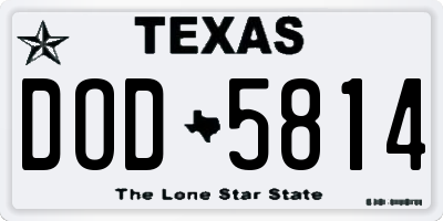 TX license plate DOD5814