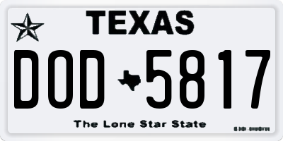 TX license plate DOD5817