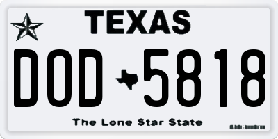 TX license plate DOD5818