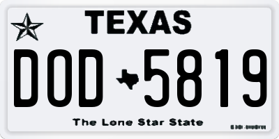 TX license plate DOD5819