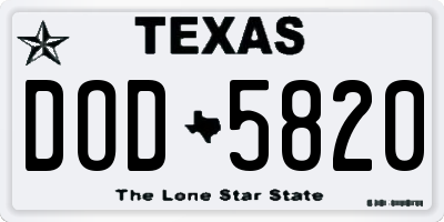 TX license plate DOD5820