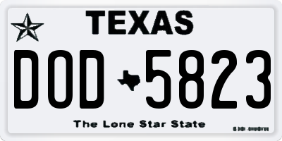 TX license plate DOD5823