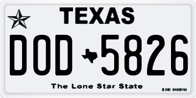 TX license plate DOD5826