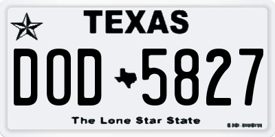 TX license plate DOD5827