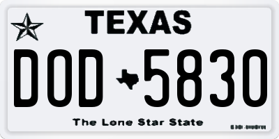 TX license plate DOD5830