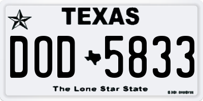 TX license plate DOD5833