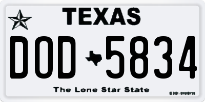TX license plate DOD5834