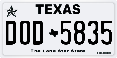 TX license plate DOD5835