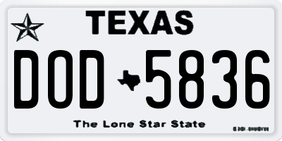 TX license plate DOD5836