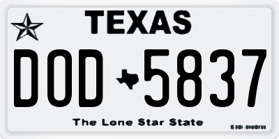 TX license plate DOD5837