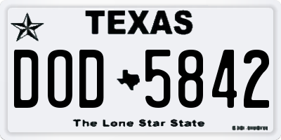 TX license plate DOD5842