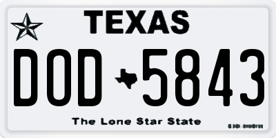 TX license plate DOD5843
