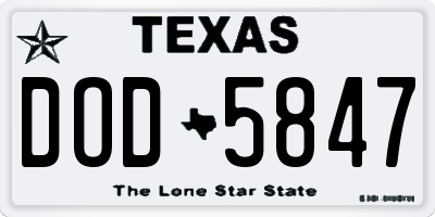 TX license plate DOD5847