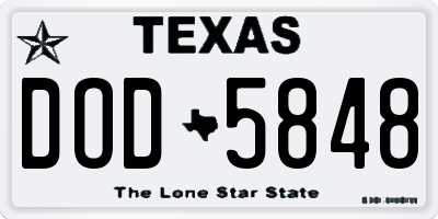TX license plate DOD5848