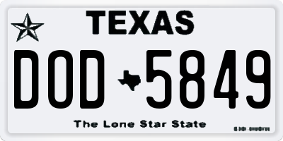 TX license plate DOD5849
