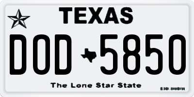 TX license plate DOD5850
