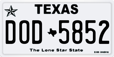 TX license plate DOD5852