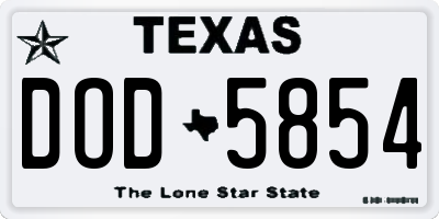 TX license plate DOD5854