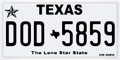 TX license plate DOD5859