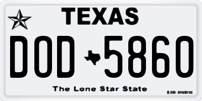 TX license plate DOD5860