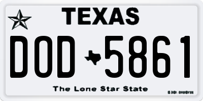 TX license plate DOD5861