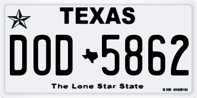 TX license plate DOD5862
