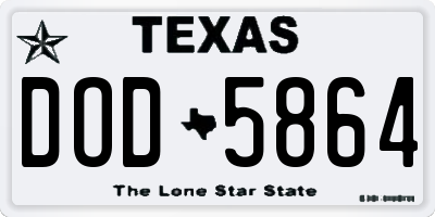 TX license plate DOD5864
