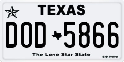 TX license plate DOD5866
