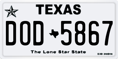 TX license plate DOD5867