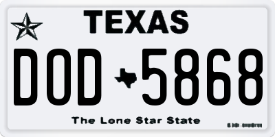TX license plate DOD5868